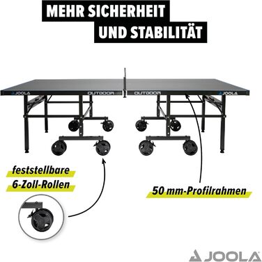 JOOLA Стіл для настільного тенісу Outdoor, професійний, алюмінієва поверхня 6 мм, складний, всепогодний, з сіткою