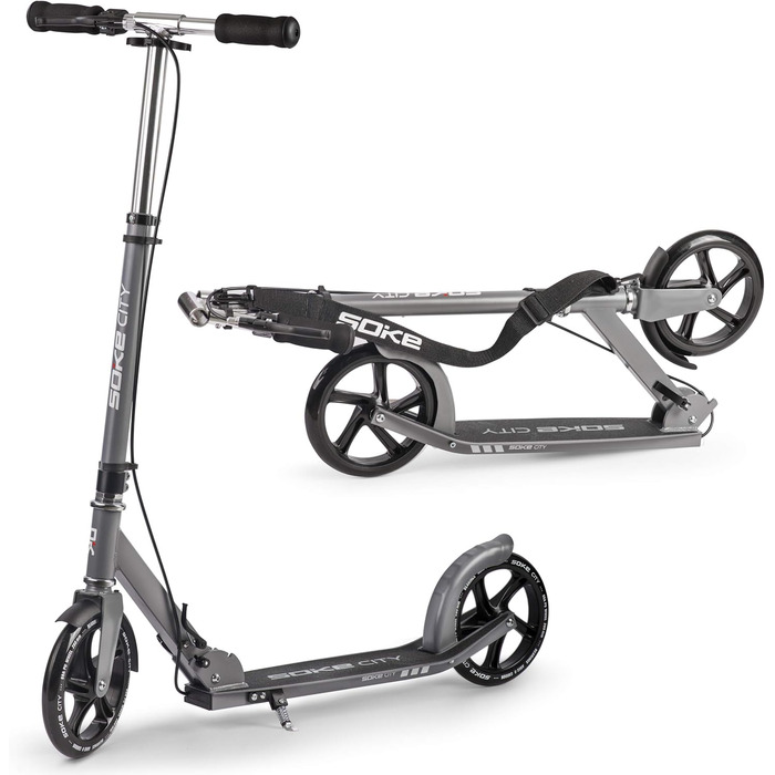 Міський самокат SOKE Cityroller, складаний, сірий, для дорослих і підлітків