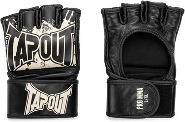 Боксерські рукавички Tapout MMA Pro з натуральної шкіри, чорні/екрю, розмір L