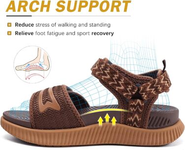 Зручні трекінгові сандалі KuaiLu для жінок: ортопедичні, для плоскостопості, піші прогулянки, літо, відкриті пальці, регульовані на липучках (39 EU, Коричневий)