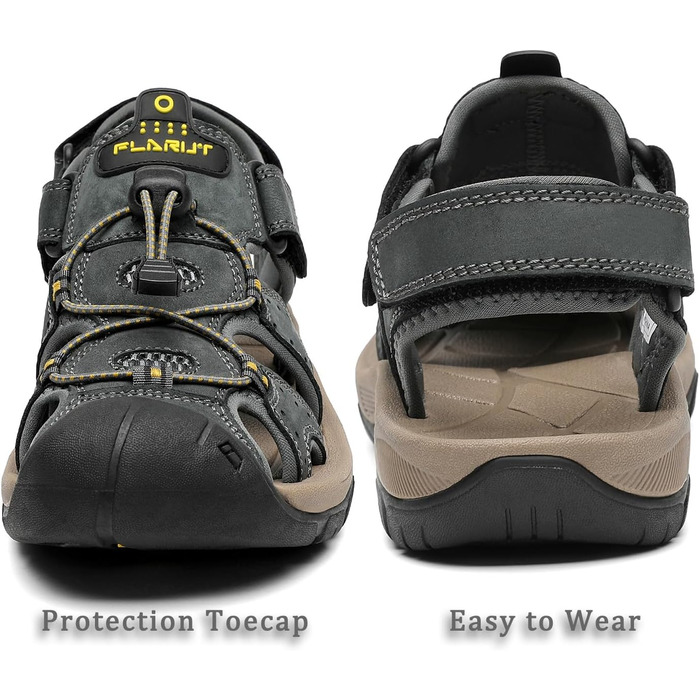 Чоловічі сандалі FLARUT для туризму та відпочинку, шкіряні, сірі (42 EU)