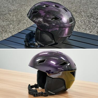 Шолом для гірськолижного спорту та маска Odoland - комплект для жінок та чоловіків, захист UV 400, колір: фіолетовий, розмір S (52-55 см)