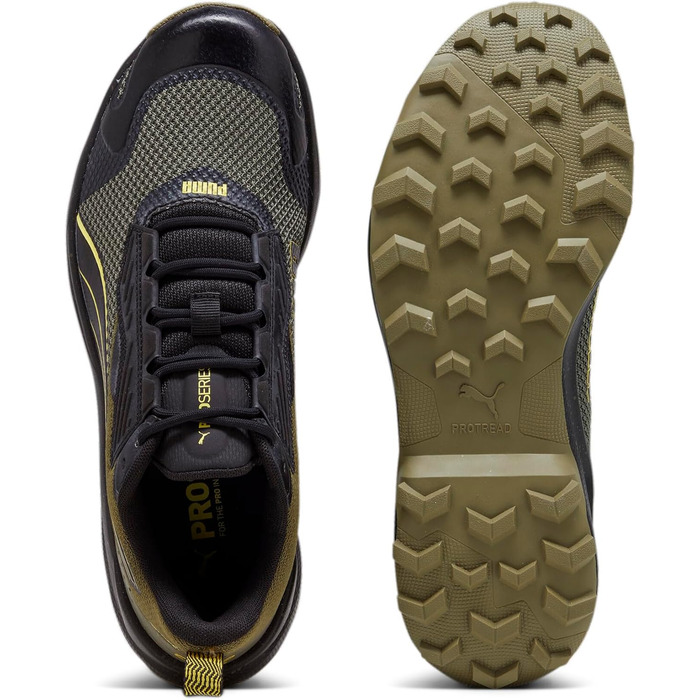 Кросівки PUMA Obstruct Profoam для бігу по вулицях, 44 EU, Puma Olive, Puma Schwarz, Gelb Blaze