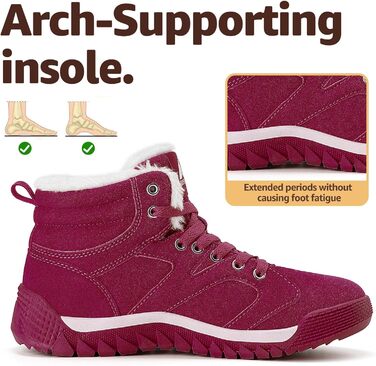 Зимові черевики Mishansha для жінок, теплі, з підкладкою, снігоступи, зимові черевики для активного відпочинку, розмір 36-48 EU (41 EU, теплий темно-червоний)