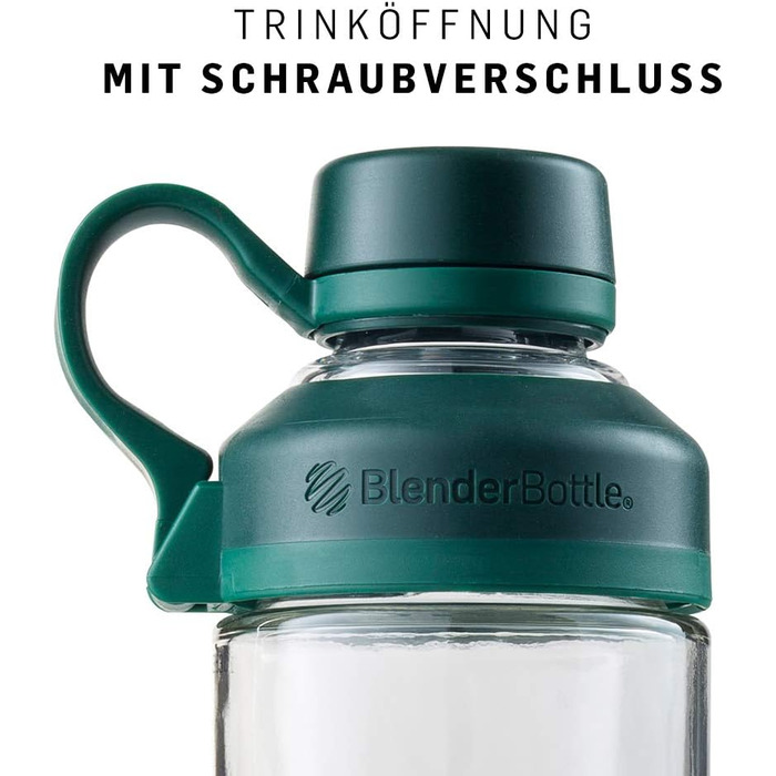 Скляна пляшка BlenderBottle Mantra 600 мл, зелена, з BlenderBall, для води, йоги та протеїну, BPA-free