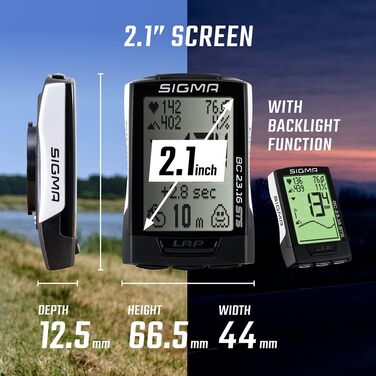 Велокомп'ютер Sigma Sport BC 23.16 STS Білий, з вимірюванням швидкості, висоти, пульсу та каденсу, високою пам’яттю та простою навігацією