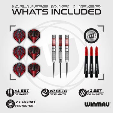 Дартс WINMAU Navigator 90% вольфрам, сталевий наконечник, комплект з оперенням та держателями