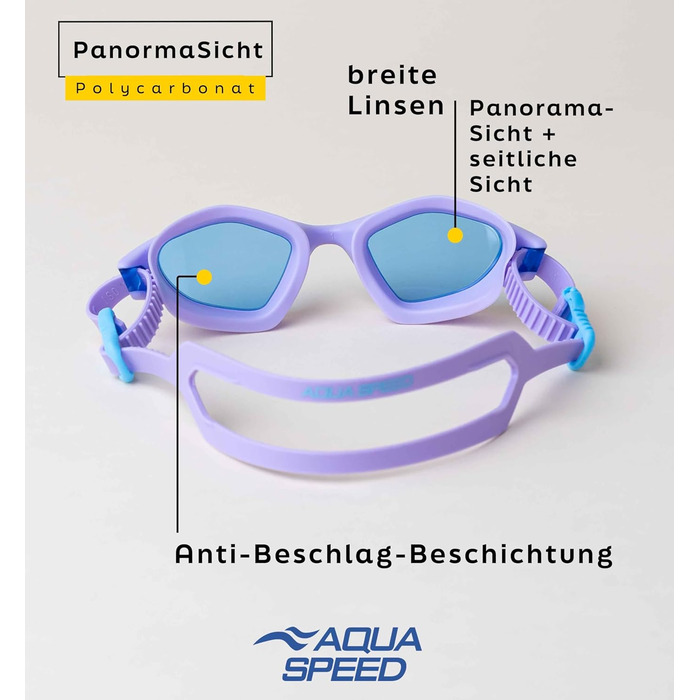 Плавальні окуляри Aqua Speed ZENITH 09 для дорослих, дзеркальні, антифог, UV-захист, силіконова стрічка, мікрофіброва серветка, фіолетові