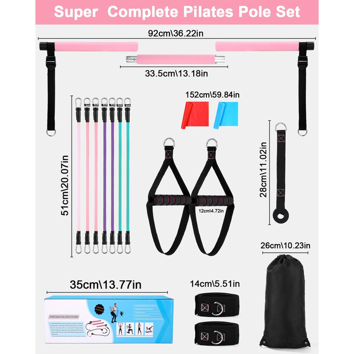 Набір для фітнесу та пілатесу з еластичними стрічками (6 шт.)