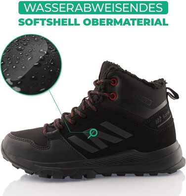 Черевики для ходьби Softshell для жінок та чоловіків, зимові, з утеплювачем, для туризму. Кольори: бежевий, чорний, зелений. Розміри: 36 EU, чорний/червоний