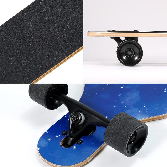 Лонгборд Skateboard 41 дюйм Drop Through, 9-шаровий клен, для дорослих, підлітків та дітей - преміум круїзер з високошвидкісними підшипниками та T-інструментом (Night Sky)