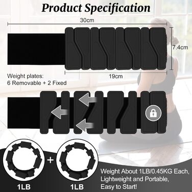 Набір манжет для збільшення ваги 2 шт. (0,46 кг кожна), регульовані ваги для зап'ястя, фітнес-браслети з вагою, ваги для ніг для танців, балету, пілатесу, кардіо, аеробіки, ходьби, зелений (чорний)