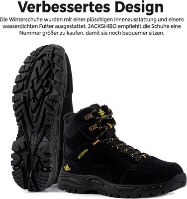 Чоботи зимові чоловічі/жіночі JackShibo, теплі, водонепроникні, антиковзаючі, для активного відпочинку (39 EU, чорний)