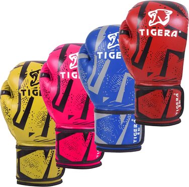 Дитячі боксерські рукавички Tigera 8oz червоні для кікбоксингу, муай-тай, тренувань, спарингу, хлопчиків і дівчаток