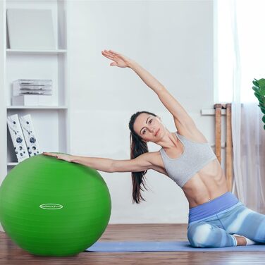 Гімнастичний м'яч BalanceFrom, антиковзний, міцний, з насосом, зелений, 58–65 см, розмір L