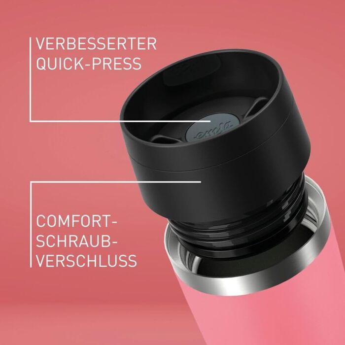 Термокухоль Emsa Travel Mug Classic 0,5 л, нержавіюча сталь, з гвинтовим затвором та відкриттям на 360°, Petrol Blau