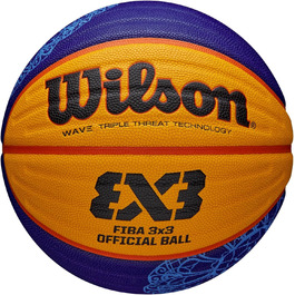 М'яч для баскетболу Wilson FIBA 3X3 Paris 2024, розмір 6, унісекс, жовто-синій-чорний, ігровий, офіційний, WZ1011502XB