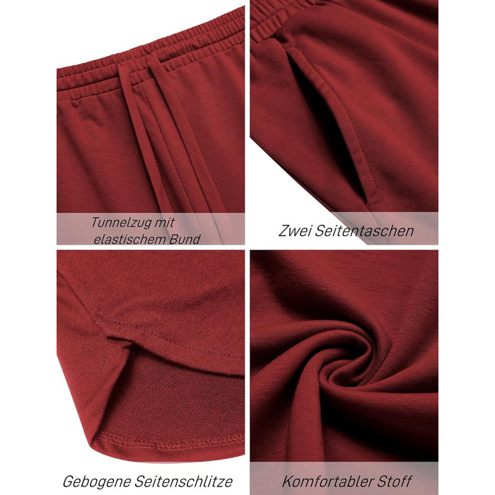 Шорти чоловічі COOFANDY літні, 2 шт. (S, бордовий/чорний) з гумкою, кишенями, для спорту та відпочинку