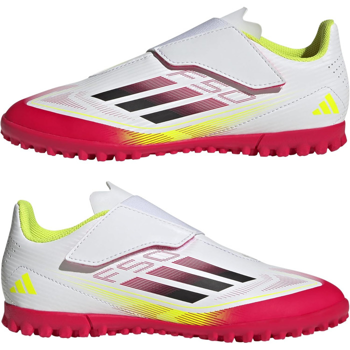 Дитячі футбольні бутси adidas F50 Club Hook and Loop для штучного поля, 32 EU, білий/чорний/жовтий
