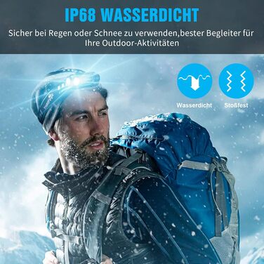 Ліхтар на голову LED TrustFire MC18 - 1200 Люмен, водонепроникний, 5 режимів, для бігу, з налобним ремінком, синій/чорний
