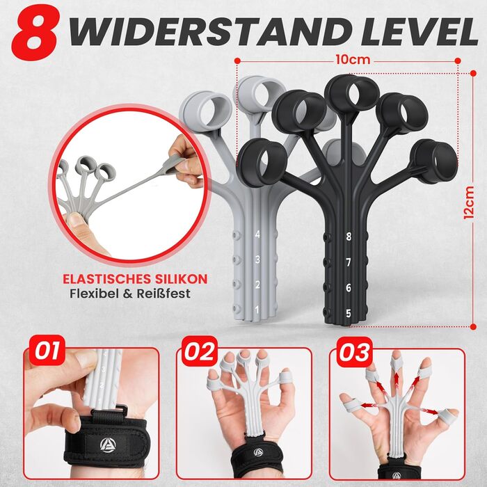 Набір для тренування кисті рук FUNFLEX: 5 шт. (сірий)