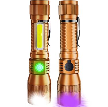 Ліхтарик Karrong LED з USB-зарядкою та магнітом, ультрафіолетовий UV-ліхтар 395нм, 7 режимів світла (включаючи червоне), акумуляторний набір для кемпінгу та походів, коричневий, 2 шт.