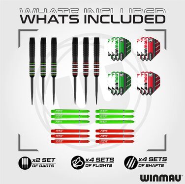 Дартс Winmau Masters Pro з лінією кидка та 6 дротиками - професійний дартс PDC, сизаль високої щільності, ультратонкий дріт