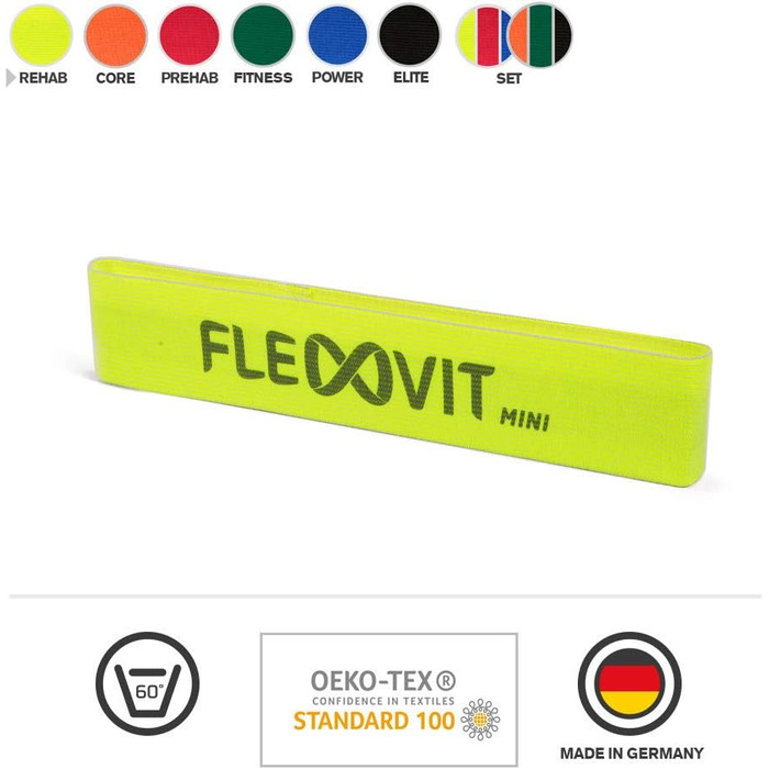 Еспандери FLEXVIT Mini Band 6 шт. – фітнес-стрічки для стабілізаційних вправ, розтяжки та мобілізації, різні рівні опору, для початківців і професіоналів