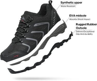 Чоловічі водонепроникні трекінгові черевики NORTIV 48 EU (широкі) - чорний, темно-сірий