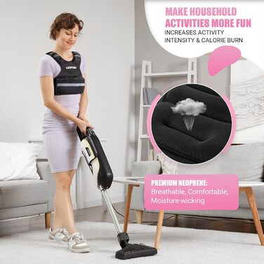 Регульована жилетка з вагою для жінок, 2,72–5,44 кг, для силових тренувань, з 6 знімними вагами по 0,45 кг, регульований розмір, з кишенями, колір: глибокий чорний