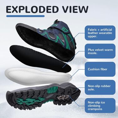 Дитячі зимові черевики ASHION для хлопчиків та дівчаток, утеплені, трекінгові, кольори: блакитний, зелений (33 EU)