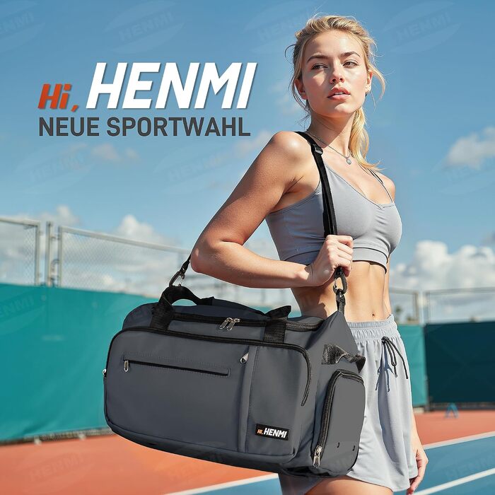 Спортивна сумка для подорожей та тренувань HENMI, 43 л, унісекс (Сіра)