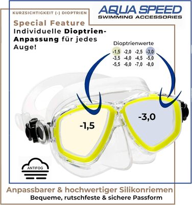 Дайвінг-маска Aqua Speed OPTIC PRO з оптичними лінзами під індивідуальну діоптрійність, для підводного плавання