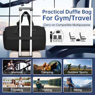 Чоловіча тактична спортивна сумка для подорожей та залу з окремим відділенням для взуття, універсальний дорожній рюкзак-вікенд