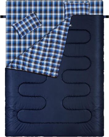 Спальний мішок Outdoor Sportneer для 2 осіб, 3 сезони, 220x150 см, 2.75 кг з подушками, дорослий, блакитний