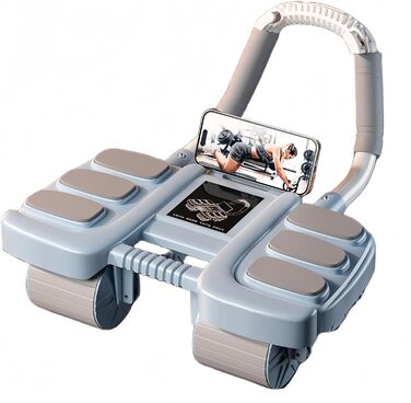 Ролер для пресу з 4 колесами та підтримкою ліктів, автоматичний відскок, тренажер для пресу, ролер для тренування м'язів живота для дому, синього кольору