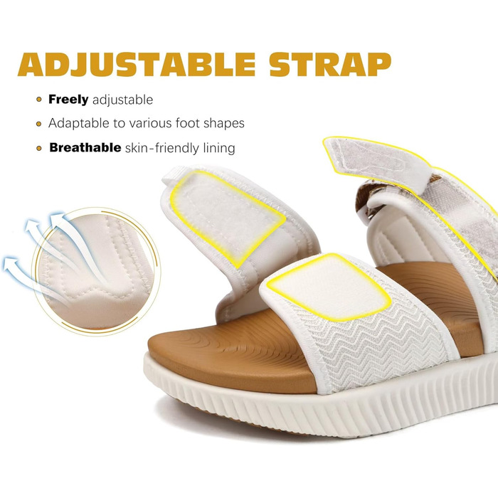 Спортивні сандалі KuaiLu жіночі з м'якою устілкою, ортопедичні, для туризму та відпочинку, білі/хакі, 39 EU