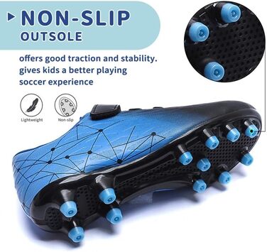 Дитячі футбольні бутси Hanani FG/AG для штучного покриття та натурального газону, чорно-сині, 33 EU (унісекс)