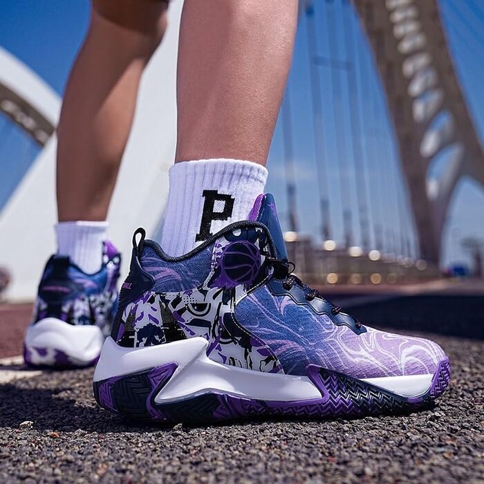 Баскетбольні кросівки для чоловіків великих розмірів, високі, дихаючі, з неслизькою підошвою, зносостійкі, для відскоку, стильні, спортивні тренувальні черевики 41 EU фіолетовий