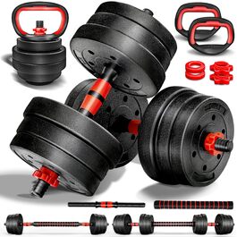 Набір гантелей 2-в-1 Hanteln Set 15-30кг: регульовані гантелі, штанга зі зірковими фіксаторами, з'єднувальна труба (в комплекті з гирею 20кг)