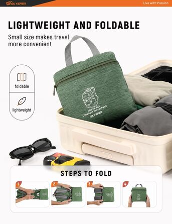 SKYSPER 20L складаний рюкзак для туризму, ультралегкий рюкзак для подорожей, денний рюкзак для походів, кемпінгу, зелений