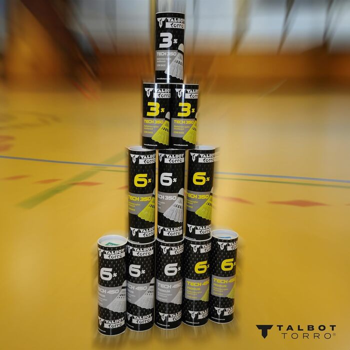 Набір тенісних м'ячів для бадмінтону Talbot Torro Tech 350, 6 шт., кошик: білий, швидкість: середній