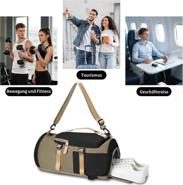 Спортивна сумка для подорожей Watproofit 28Л з відділенням для взуття та вологих речей, водонепроникна сумка-даффл для тренувань, чорно-сіра