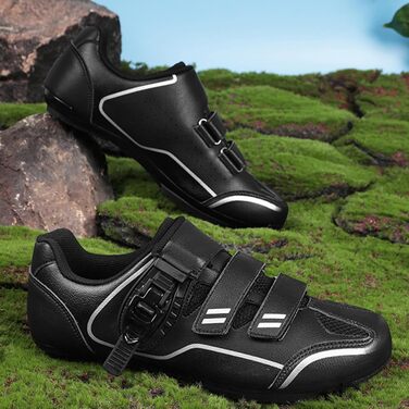 Велосипедні черевики MTB для чоловіків та жінок, сумісні з SPD, з клітами, чорні (42 EU)