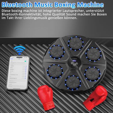 Yeelan Музичний бокс для боксу, Bluetooth, LED, настінний, з рукавичками, для дорослих і дітей, тренування та зняття стресу