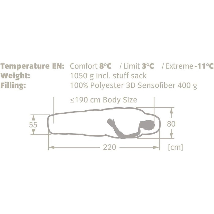 Сплячий мішок VAUDE Sioux 400 SYN - Outdoor - 220 см - весна/літо (темно-червоний, правій)