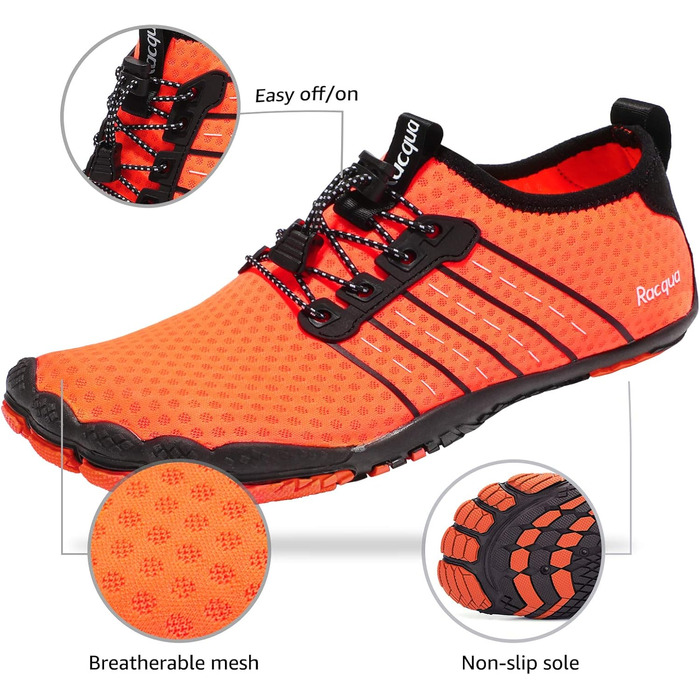 Чоловічі та жіночі водяні шльопанці з сітчастої тканини, barefoot, Wz112, помаранчевий колір