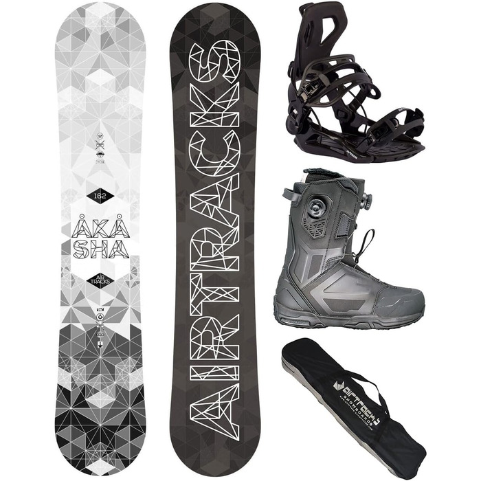 Комплект для сноубордингу Airtracks Akasha Wide Hybrid Rocker 162 см + кріплення Master + черевики Master Pro Dual Atop 42 + сумка