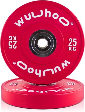 wuuhoo® Pro Competition Bumper Plates Zane – Професійні бамперні диски 50 мм для важкої атлетики, вулканізована сталева втулка, преміум-якість