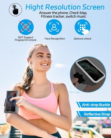 Спортивний браслет для телефону: підставка для бігу, кишенька для навушників, сумісний з iPhone 17/16/15/14/13 Pro Max, Galaxy S25/S24/S23 Ultra (до 6.9 дюймів, світло-сірий)